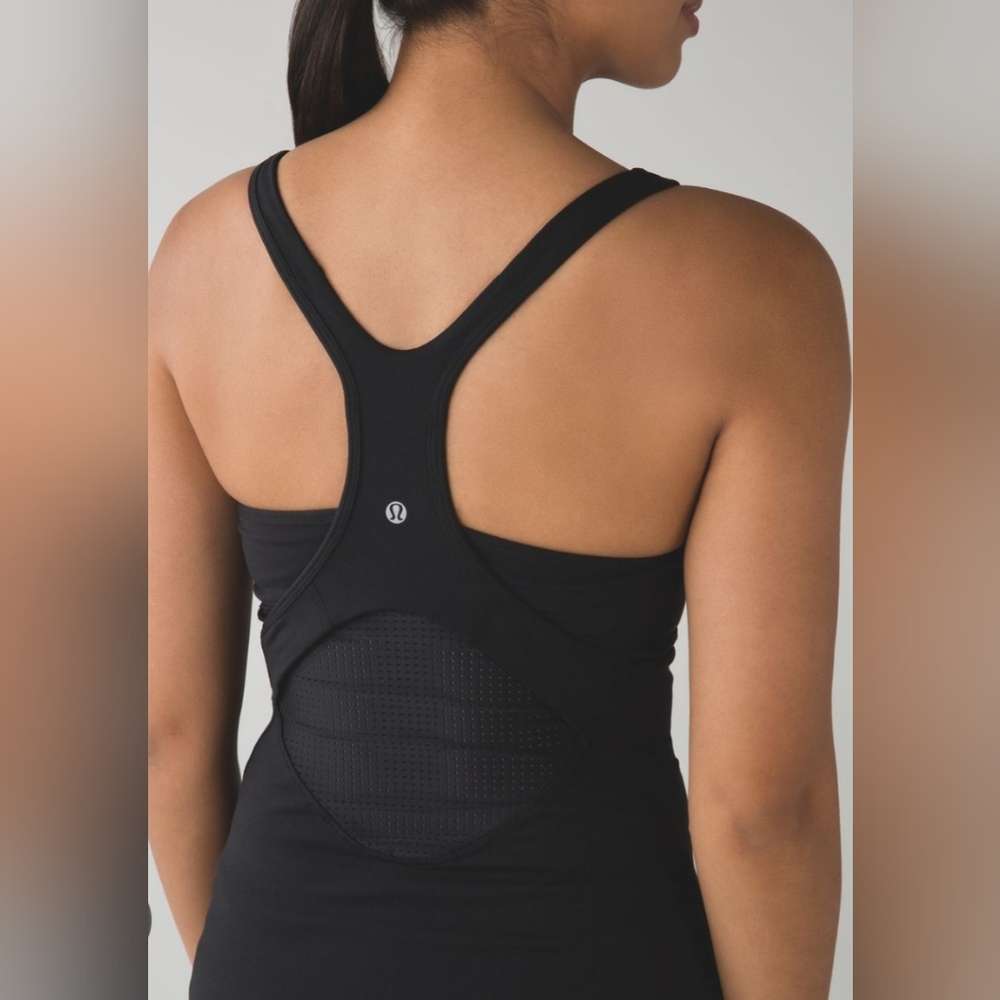 Lululemon crossback breathable mesh black tank